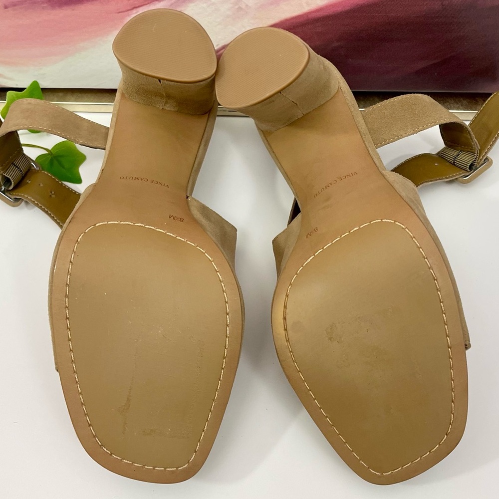 Vince Camuto Crebellan Block Heel Suede Sandal in Tan Size 8.5‎ - Picture 12 of 15